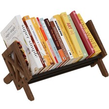 Desktop Bookshelf Organizer, Wood Office Tabletop Book Storage Rack, Tilting ...