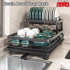 Dish Drying Rack Kitchen Stainless Steel Organizer Dish Bowl Drainer StorageRack