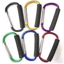 2x Generic Pram Pushchair Shopping Bag Hook Carabiner Large Buggy Mummy Clip F