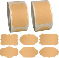600pcs Kraft Gift Labels Stickers, Small Sticky 2.1 x 1.2 inch, Brown-kraft 