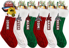 6PACK Christmas Stockings,18Inches Large Cable Knitted Stocking Personalized Xma