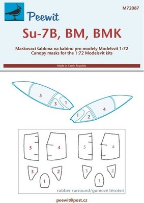 Peewit 1/72 Su-7B, BM, BMK Canopy Masks for Modelsvit kits