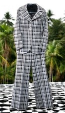 Vintage Collegian of California Black White Plaid Pant Suit Jacket Pants Sz S