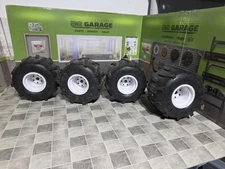 JConcepts Tribute Monster Truck Wheels 2.6 White with Imex Road Dawg Tires