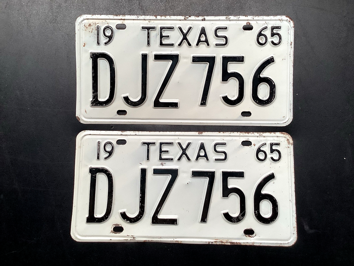 VINTAGE 1965 TEXAS LICENSE PLATE SET ORIGINALS DJZ 756 | eBay