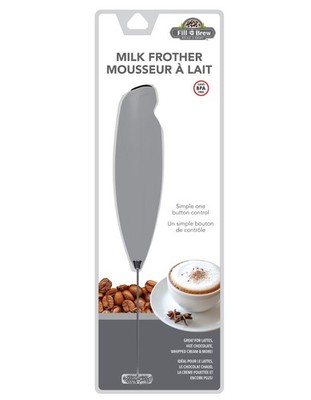 Battery-Operated Handheld Milk Frother Gray Lattes Hot Chocolate Whipped Cream