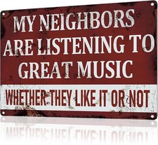 Man Cave Sign - 12 × 8″ Garage Decor Signs- Funny 12×8 IN, NEIGHBOR-MUSIC