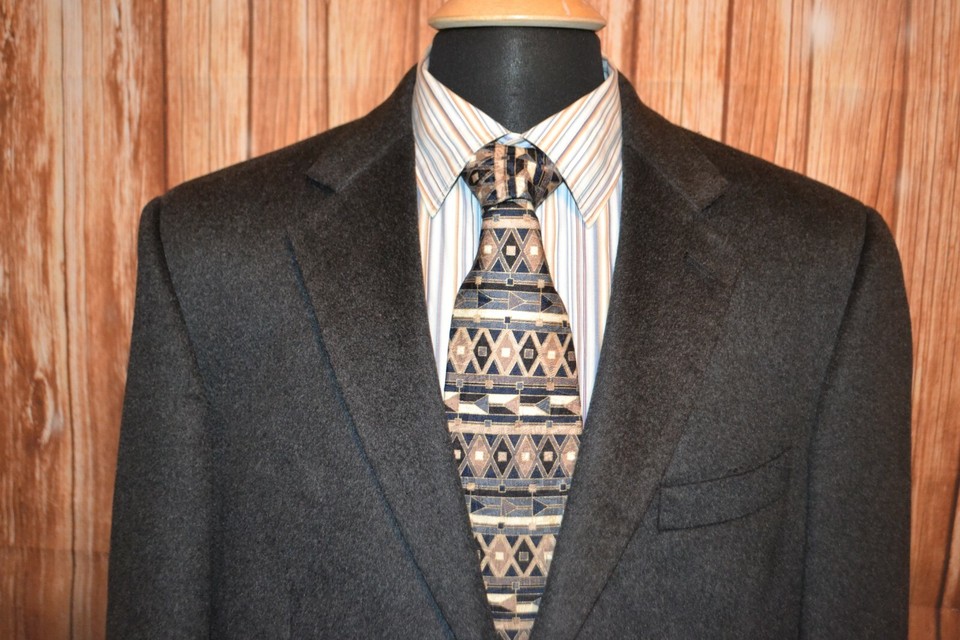 Tasso Elba Men's Charcoal 100 Cashmere 2 Front Button Sports Coat Sz