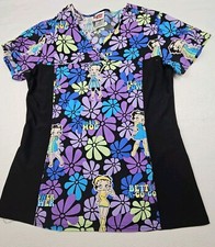 Betty Boop Scrub Top Womens Size XS Flex Sides V-Neck Pit To Pit 17in