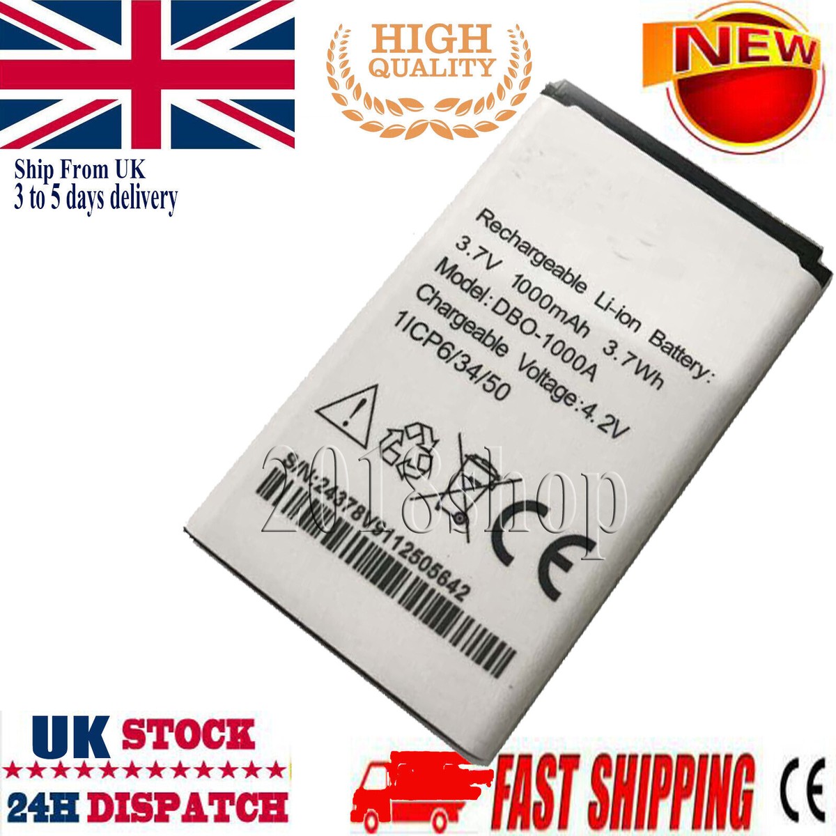 Battery for DORO DBO-1000A Model 332, 7439, 1360-1000mAh Capacity