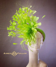Aimee Fuller Hats Fascinator Apple Green Neon Kentucky Derby Hat Royal Ascot