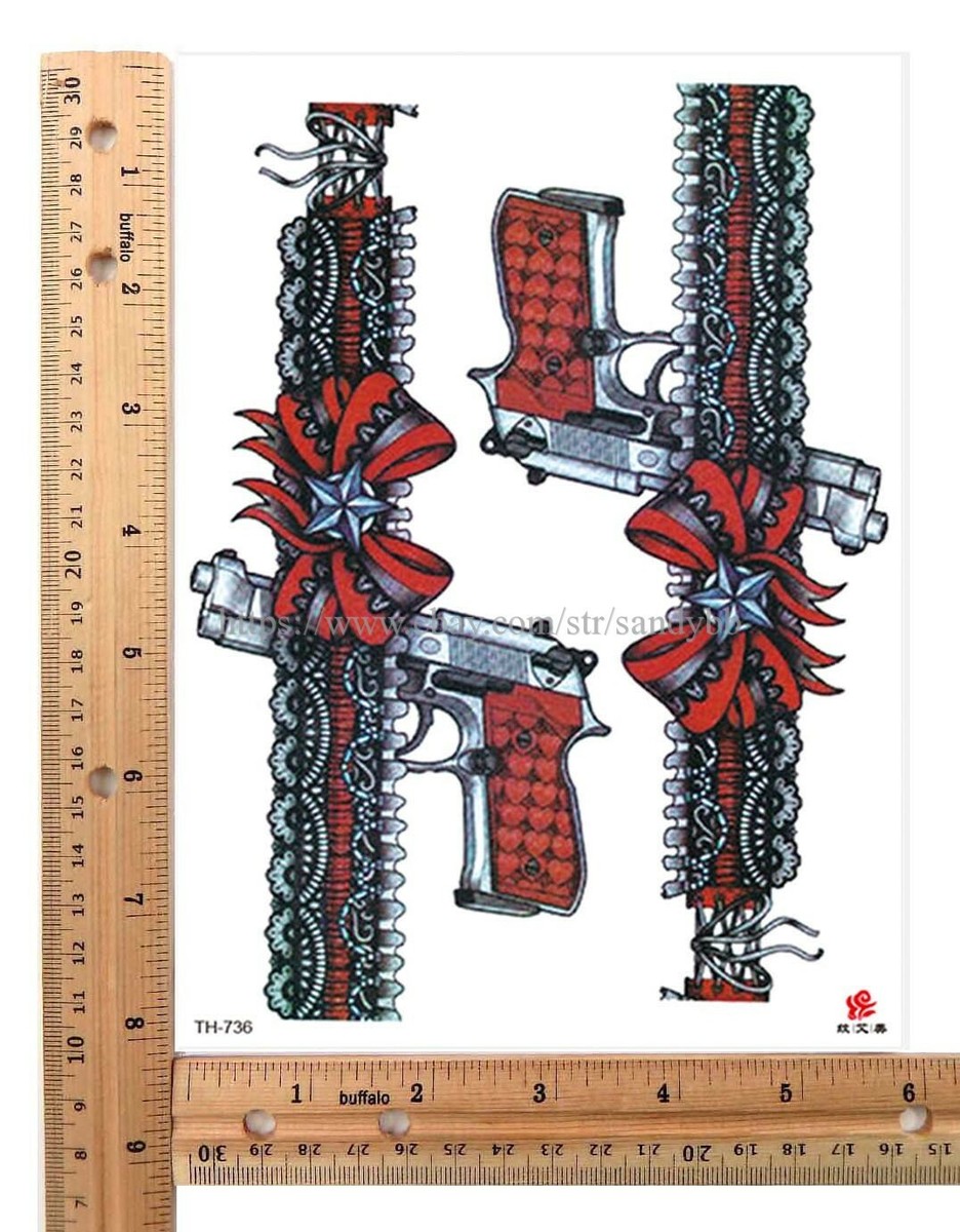 tattoo ideas for guys ribbon handgun large 8.25
