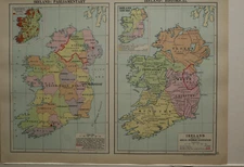 c1920 MAP - IRELAND PARLIAMENTARY & HISTORICAL ULSTER MUNSTER IRISH BOGS
