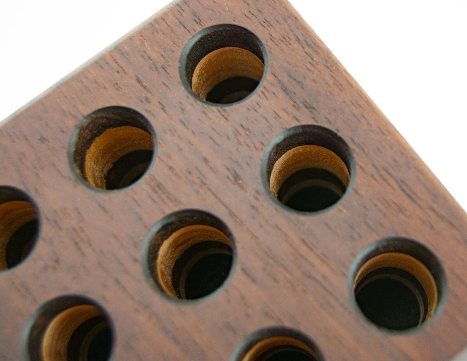 Wooden Block Pen Holder Stand Artisan Handcrafted Walnut & Maple Wood 9