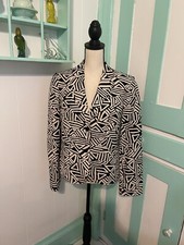 Calvin Klein 2 Button Shoulder Padded Lined Rayon Linen Blazer Jacket Size 10