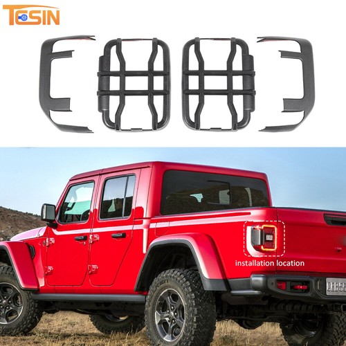 Black Rear Tail LED Light Lamp Guards Trim Cover For Jeep JT Gladiator 2020+ - Picture 1 of 9