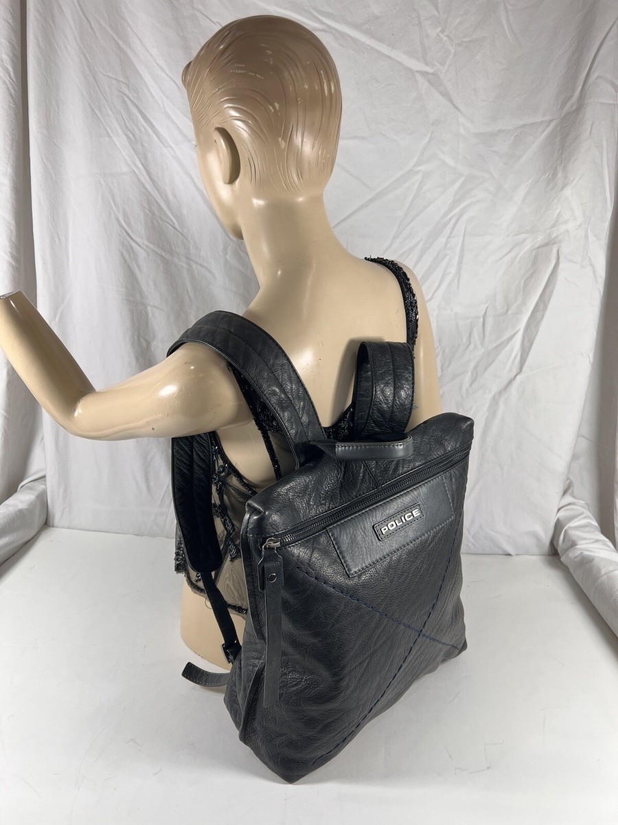 POLICE Black Leather Backpack Travel Bag | eBay display picture 1