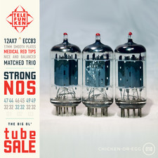Telefunken ^ Nos Matched & Balanced Trio 12ax7 Smooth Plate Red Tips