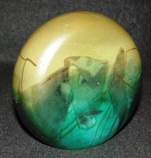 Phoenician Glass Paperweight Crystal Glass Iridescent Stand Signed Malta