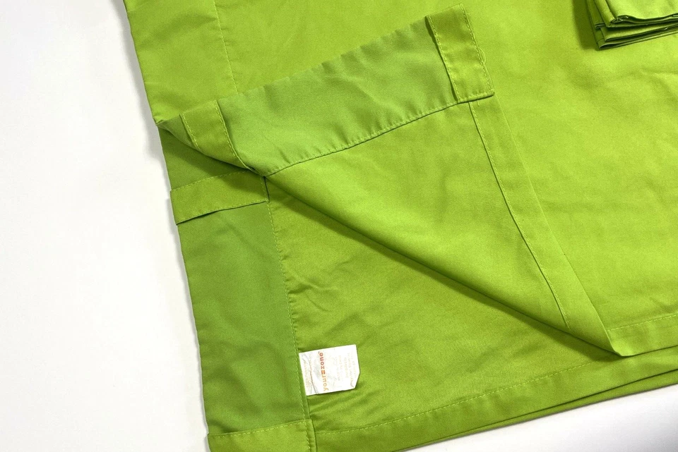 90s Vintage Lime Green Curtains Pair Neon Panels Drapes 84 Bright Long Y2K - Image 4 of 4