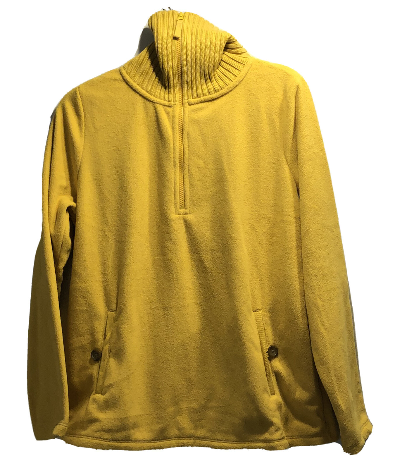 Lands' End Women 1/3 Zip Yellow Fleece 