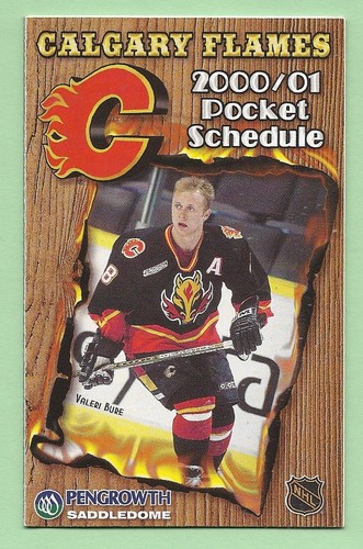 Calgary Flames 2000-01 NHL Hockey Schedule – Valeri Bure Photo