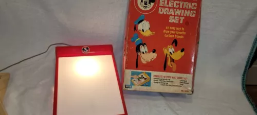 Lakeside Disney Character Electric Drawing Desk & Sheets Mickey Mouse Set 1965