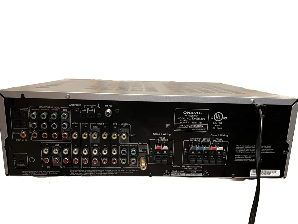 Onkyo TX-SR304 AV Receiver Amplifier Tuner Stereo Dolby Digital Inc 5 Speakers. - Image 2 of 4