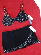 Conjunto de bikini acolchado con aros/push up Christina talla 10 falda BTMS TALLA 12 RTL $108