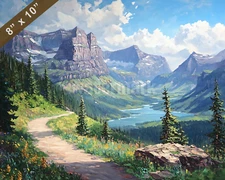 Glacier Going-to-the-Sun Road oil painting 8x10 Print