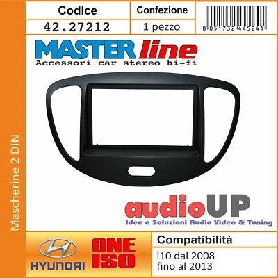 Panneau car Radio 2 din Hyundai I10 2008>2014 Adaptateur Deux din Couleur Noire - Photo 1/3