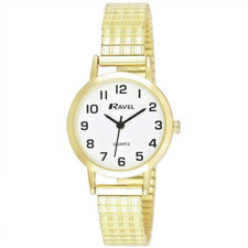 Ladies Easy Read Watch with Gold Expanding Bracelet By Ravel R0201.02.2