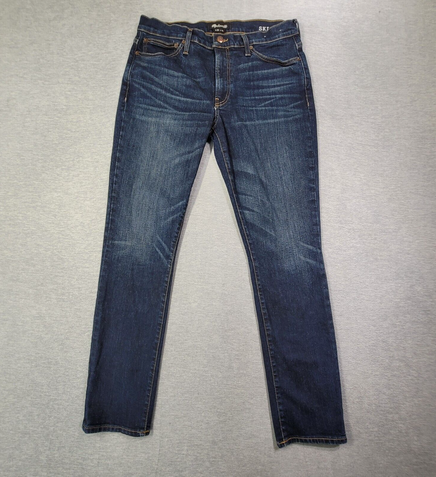 Madewell Men's 35x32 Skinny Stretch Jeans in Blue Heney Whiskered Wash