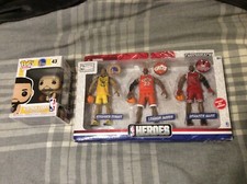 NBA HEROES 3 PACK THROWBACK JAZWARES 2015 CURRY JAMES ROSE & FUNKO POP 43 BLACK!