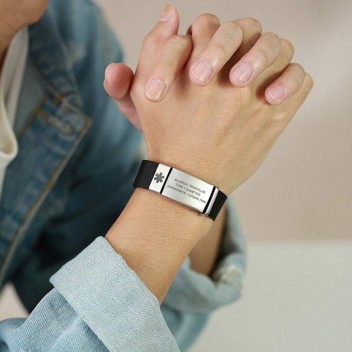 Pulsera de identificación de alerta médica personalizada, pulsera de acero inoxidable - Imagen 17 de 41