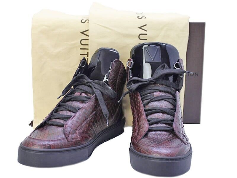 LOUIS VUITTON Leather High-top Sneakers 7.5 Black X Brown LOUIS VUITTON Leather High-top Sneakers 7.5 Black X Brown
