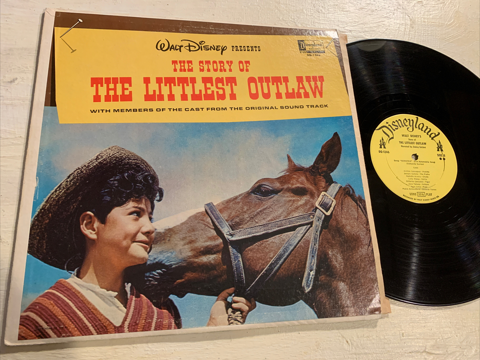 Walt Disney The Littlest Outlaw RARE OST Cast LP Disneyland DQ 1246 VG+!!!!