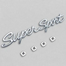 1pc 1965 1966 Super Sports "Impala SS" Front Fender Emblem Badge Chrome