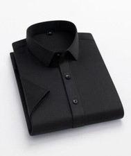 New Men's Dress Shirts Short Sleeves Formal Business Slim Elastic Casual Shirts