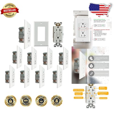 10-Pack Tamper & Weather Resistant GFCI Outlets - Safe 20A Self-Test Features