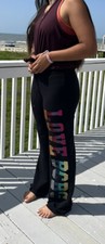 Vintage Y2K BCBG Max Azria Black Lounge Sequin LOVE BCBG logo Sweatpants Medium
