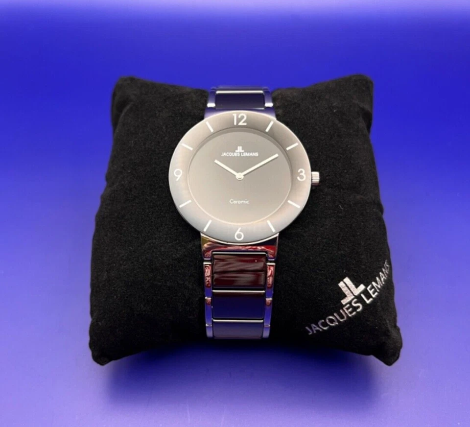Armbanduhr Herren Damen JACQUES LEMANS „CERAMIC“ 1-2046 Silber/Schwarz - Bild 2 von 4