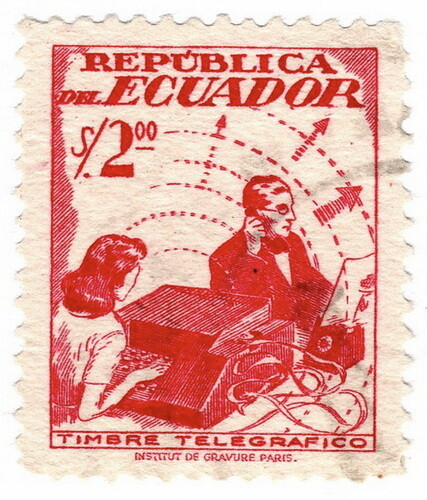 (I.B) Ecuador Telegraphs : 2S Scarlet (1950) - Picture 1 of 1