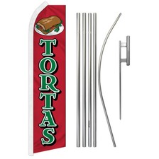 Tortas Advertising Swooper Feather Flutter Flag  Pole Kit Concessions Food