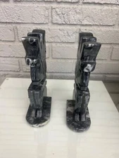 Mexico Aztec Handcrafted Marble Bookends Statues  