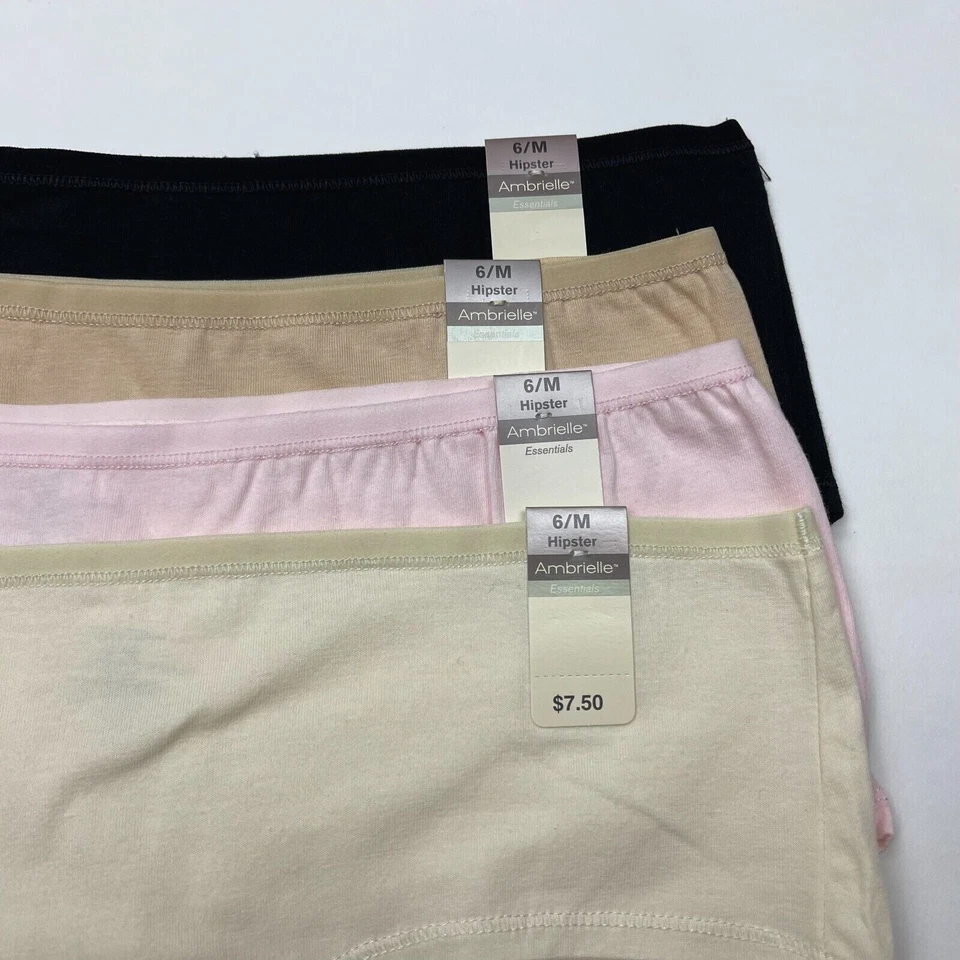Ambrielle Hipster Panty Low-Cut Stretch 94%Cotton 6%Lycra Women 6 M NWT Lot of 4 - Image 3 of 4