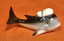 Vintage Sea World Whale With Navy Cap Porcelain Figurine Made in Japan