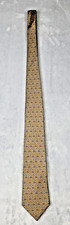 Brooks Brothers Silk Tie Gold with Flag Pattern Country Club Golf USA