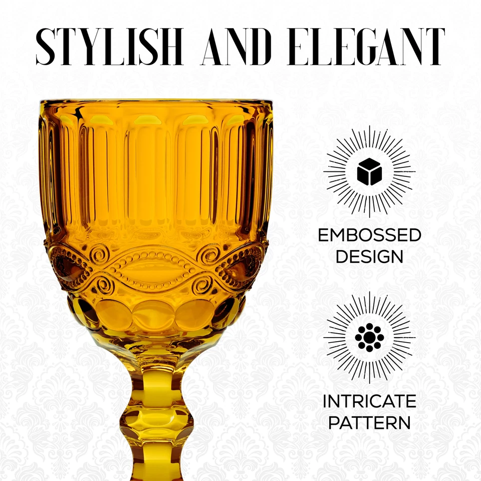 Elle Decor Stylish Glass Goblets, Set of 6 - 8.4oz Stemmed Wine Glasses -Amber - Изображение 3 из 4