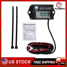 Tiny Waterproof Digital Tach Hour Meter Tachometer Resettable Job Timer &Battery